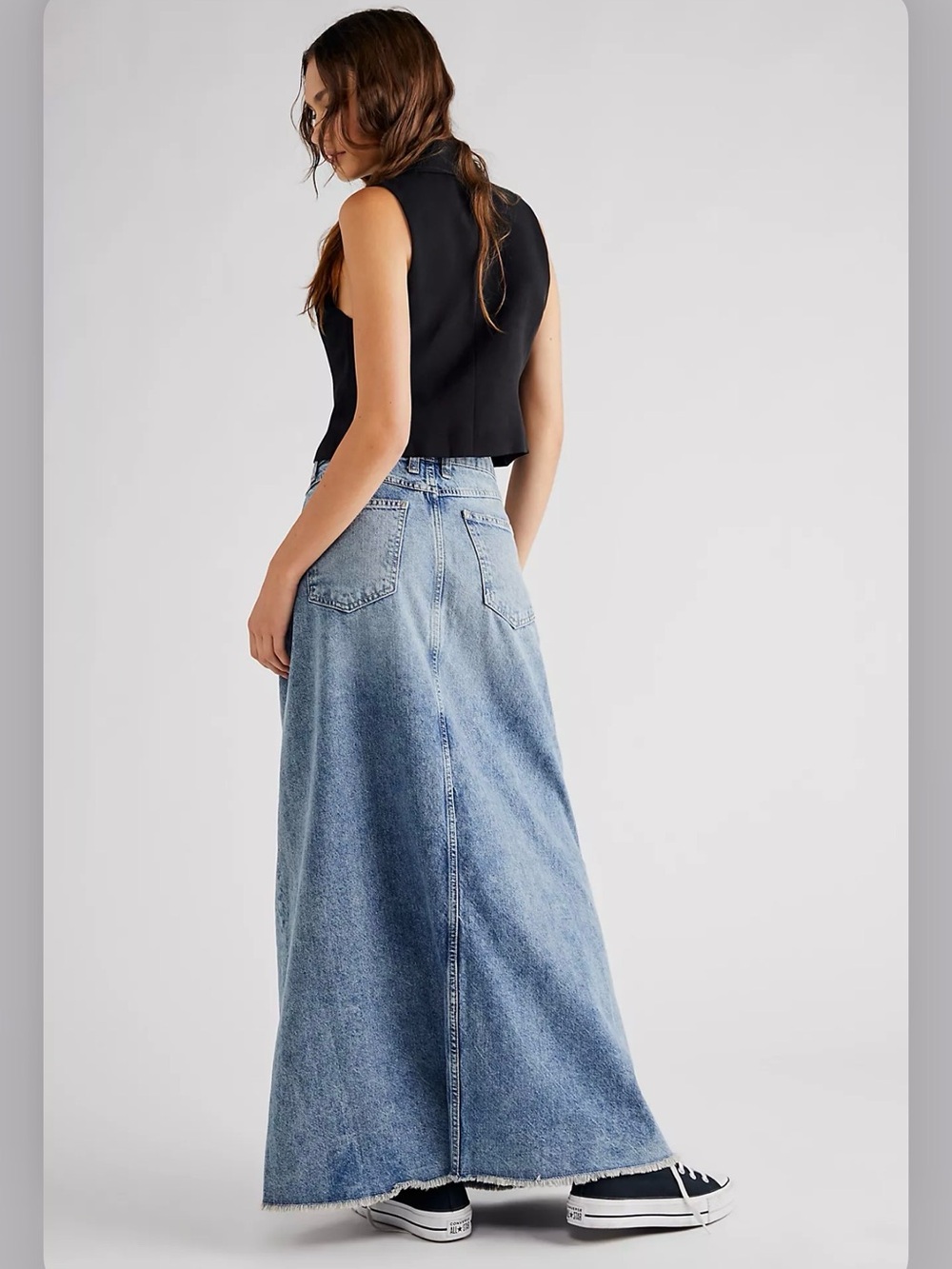FREE PEOPLE We The Free Come As You Are Denim Maxi Skirt - Picture 2 of 7